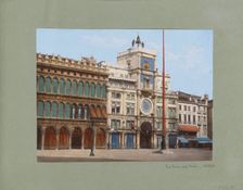 Torre dell'orologio and adjacent buildings in Venice, 1850-1876. Creator: Anon