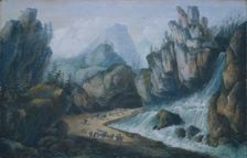 Torrent and Waterfall in the Alps, 1792. Creator: Louis Bélanger (French, 1756-1816)