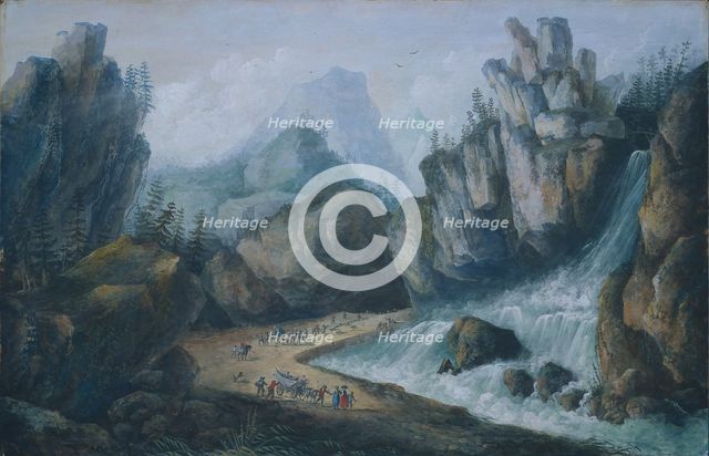 Torrent and Waterfall in the Alps, 1792. Creator: Louis Bélanger (French, 1756-1816).