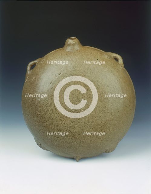 Tortoise-shaped flask with teadust glaze, Six Dynasties-early Tang dynasty, China, 6th-7th century. Artist: Unknown