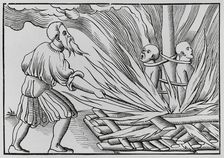 Torture by fire, 1552, (1878). Creator: Unknown