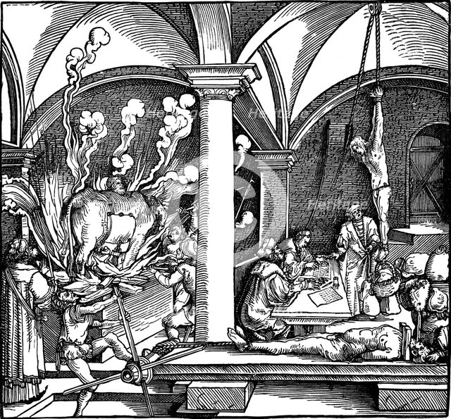 Torture. Illustration from the book Phisicke Against Fortune by Petrarch, 1532. Artist: Weiditz, Hans, the Younger (c. 1500-1536)