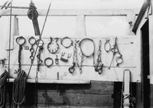 Torture irons on SUCCESS, between c1910 and c1915. Creator: Bain News Service