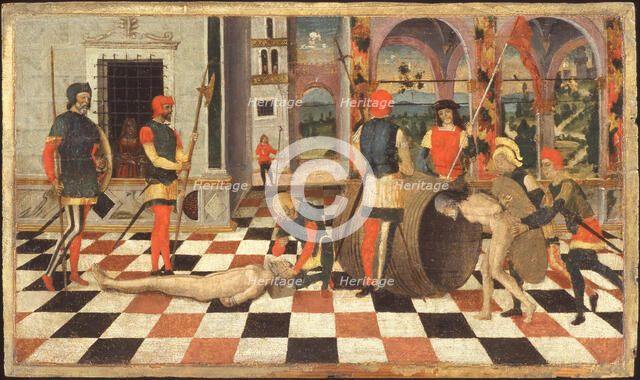 Torture of Marcus Atilius Regulus, Second Half of the 15th century. Creator: Mocetto, Girolamo (c. 1470-1531).