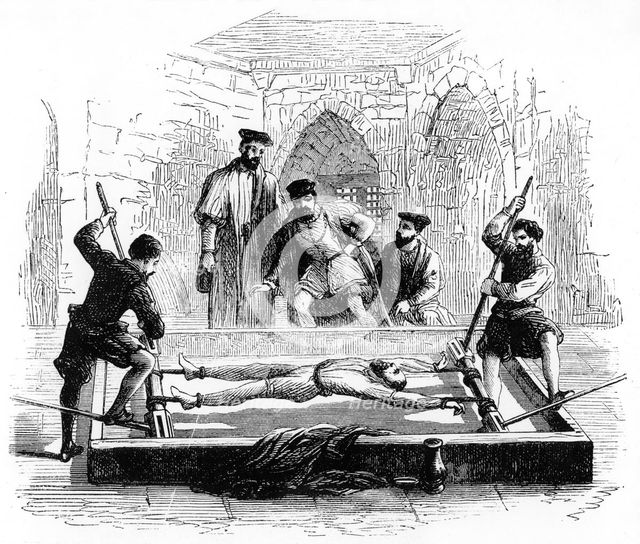 Torturing a prisoner on the rack, Middle Ages. Artist: Unknown