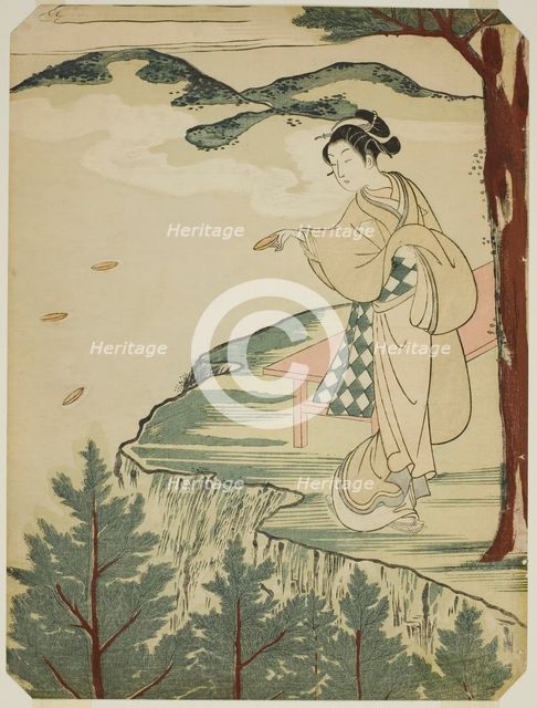 Tossing Dishes Over a Cliff, c. 1766/67. Creator: Suzuki Harunobu.