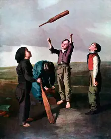 Tossing for Innings c1841, (1912). Creator: Henry Dixon & Son