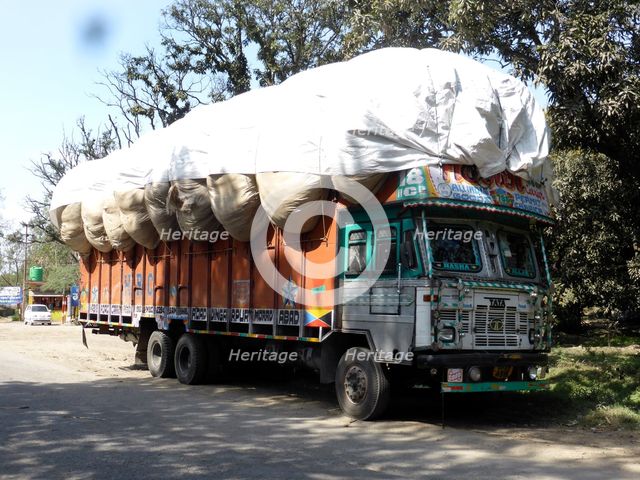 Tata truck with heavy load, India. Creator: Unknown.