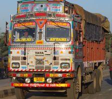 Tata lorry on road in Punjab, India. Creator: Unknown