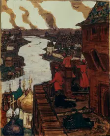 Tatars are coming! End of XIVth century, 1909. Artist: Vasnetsov, Appolinari Mikhaylovich (1856-1933)