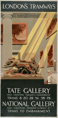 Tate Gallery, National Gallery London County Council (LCC) Tramways poster, 1927. Artist: Tony Castle