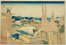 Tatekawa at Honjo (Honjo Tatekawa), from the series "Thirty-six Views of Mount Fuji..., c. 1830/33. Creator: Hokusai