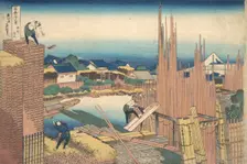 Tatekawa in Honjo (Honjo Tatekawa), from the series Thirty-six Views of Mount Fuji ..., ca. 1830-32. Creator: Hokusai