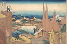 Tatekawa in Honjo (Honjo Tatekawa), from the series Thirty-six Views of Mount Fuji ..., ca. 1830-32. Creator: Hokusai