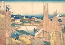 Tatekawa in Honjo (Honjo Tatekawa), from the series Thirty-six Views of Mount Fuji ..., ca. 1830-32. Creator: Hokusai