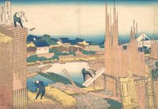 Tatekawa in Honjo (Honjo Tatekawa), from the series Thirty-six Views of Mount Fuji ..., ca. 1830-32. Creator: Hokusai