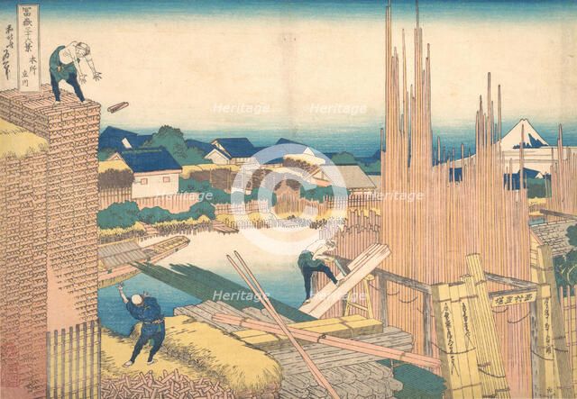 Tatekawa in Honjo (Honjo Tatekawa), from the series Thirty-six Views of Mount Fuji ..., ca. 1830-32. Creator: Hokusai.