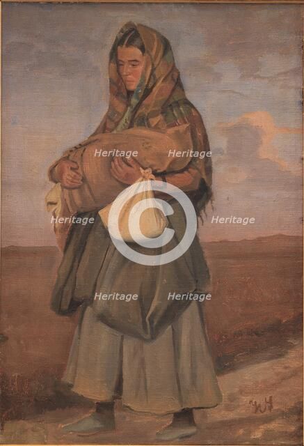 Tater woman with her child on the heath, 1854-1917. Creator: Hans Smidth.