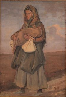 Tater woman with her child on the heath, 1854-1917. Creator: Hans Smidth