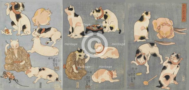 Tatoe zukushi no uchi (Illustrated Proverbs with Cats), 1852. Creator: Kuniyoshi, Utagawa (1797-1861).