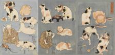 Tatoe zukushi no uchi (Illustrated Proverbs with Cats), 1852. Creator: Kuniyoshi, Utagawa (1797-1861)