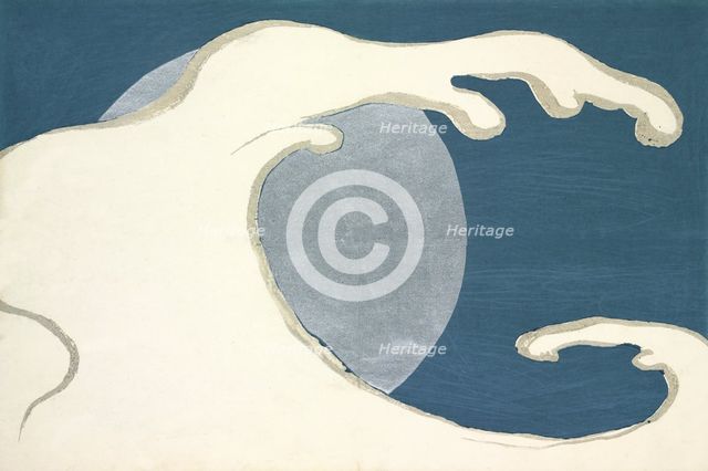 Tatsunami, from Momoyo-gusa (The World of Things) Vol I, pub.1909 (colour block woodcut)