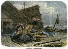 Tattooing a Maori Chief New Zealand, c1875