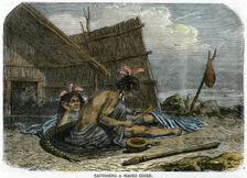 Tattooing a Maori Chief New Zealand, c1875