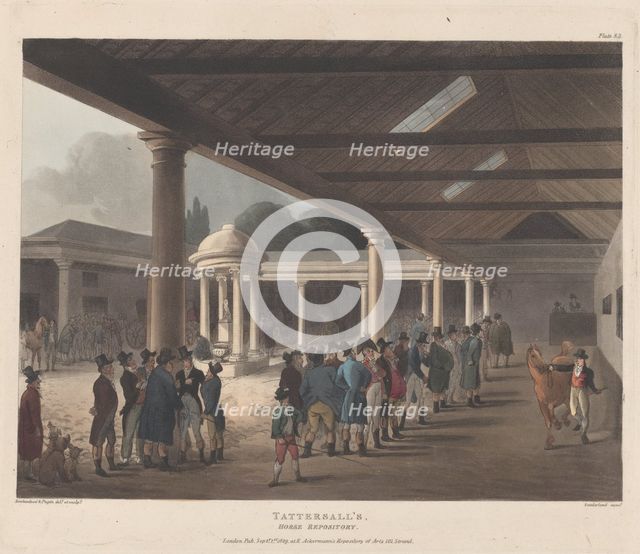 Tattersall's, Horse Repository, Hyde Park Corner, September 1, 1809., September 1, 1809. Creator: Thomas Sunderland.