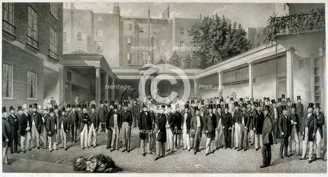 Tattersall's Horse Sale Yard at Hyde Park Corner, London, pre 1865 (1870). Artist: Charles Mottram