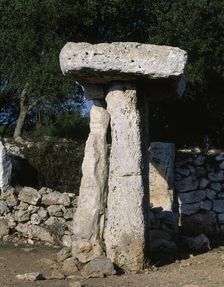 Taula in the Talaiotic village of Torretrencada, late Bronze Age-Iron Age, Minorca, Spain, 2001. Creator: LTL