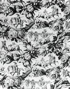 Tauromachie (The Bull Fight) (Furnishing Fabric), England, c. 1840. Creator: Unknown