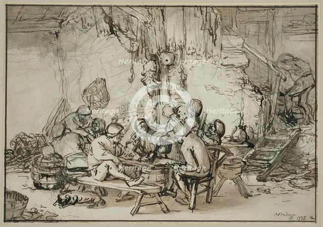 Tavern interior, 1640s. Creator: Adriaen van Ostade.