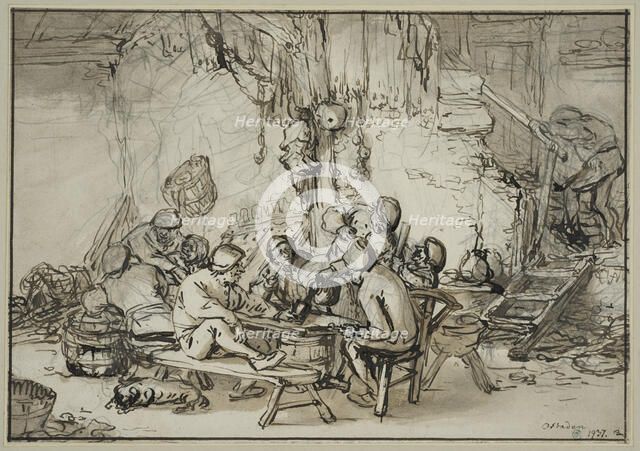 Tavern interior, 1640s. Creator: Adriaen van Ostade.