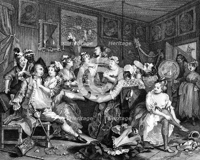 Tavern scene from 'The Rake's Progress', 1735. Artist: William Hogarth