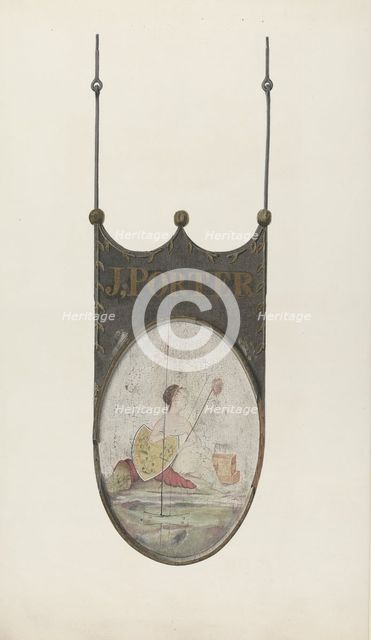 Tavern Sign: "J. Porter", c. 1939. Creator: Alfred Parys.