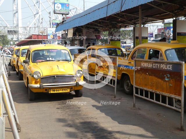 Taxi cabs in Howrah City, West Bengal, India, 2019. Creator: Unknown.