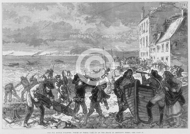 Tay Bridge disaster, Scotland, 28 December 1879. Creator: CR.
