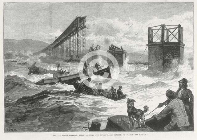 Tay Bridge disaster, Scotland, 28 December 1879. Creators: Unknown, WJF.