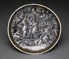 Tazza with Moses Striking Water from the Rock, Limoges, 1570/75. Creator: Master I. C.