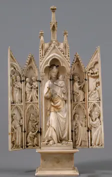 Tabernacle with Scenes from the Infancy of Christ, French, ca. 1340-50. Creator: Unknown