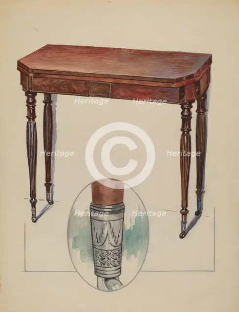 Table (Console or Card Table), c. 1936. Creator: Rolland Livingstone.
