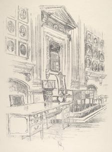 Table and Chair, Signers Room, Independence Hall, 1912. Creator: Joseph Pennell