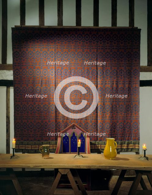 Table and Tapestry from the Medieval Merchant's House, French Street, Southampton, Hampshire, 1988. Artist: Paul Highnam