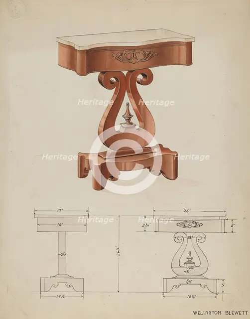 Table, c. 1936. Creator: Wellington Blewett.