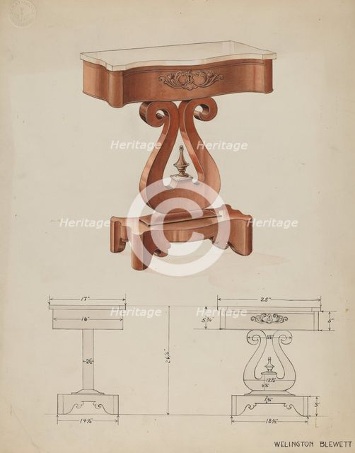 Table, c. 1936. Creator: Wellington Blewett.