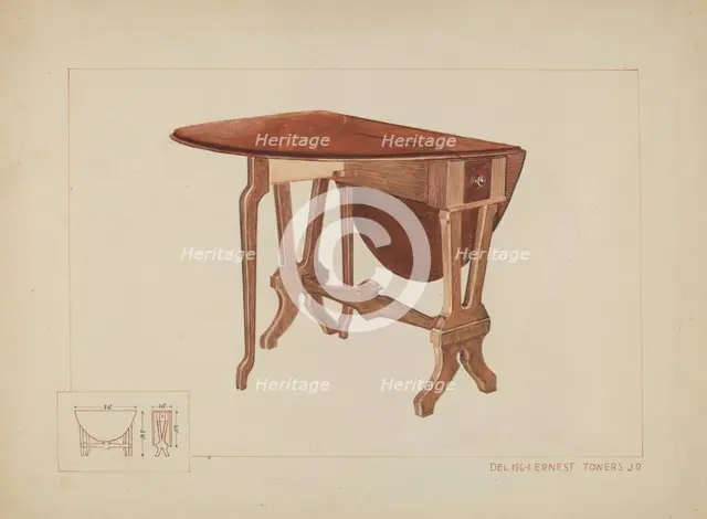 Table, c. 1937. Creator: Ernest A Towers Jr.
