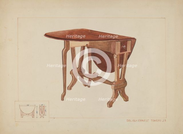 Table, c. 1937. Creator: Ernest A Towers Jr.