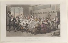Table d'Hote, from "Journal of Sentimental Travels in the Southern Provinces of France, Sh..., 1821. Creator: Thomas Rowlandson
