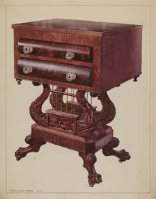 Table - Double Lyre Base, 1937. Creator: J. Howard Iams